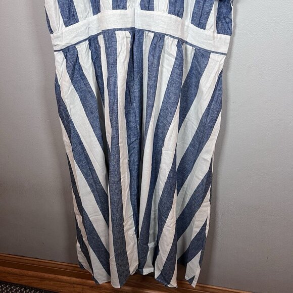 Ashley Stewart Maxi Dress Women’s Size 22 Striped Blue & White Pockets Zipper - Picture 8 of 15